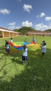 Children playing in open field