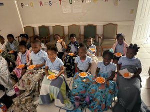 Children enjoying movie time